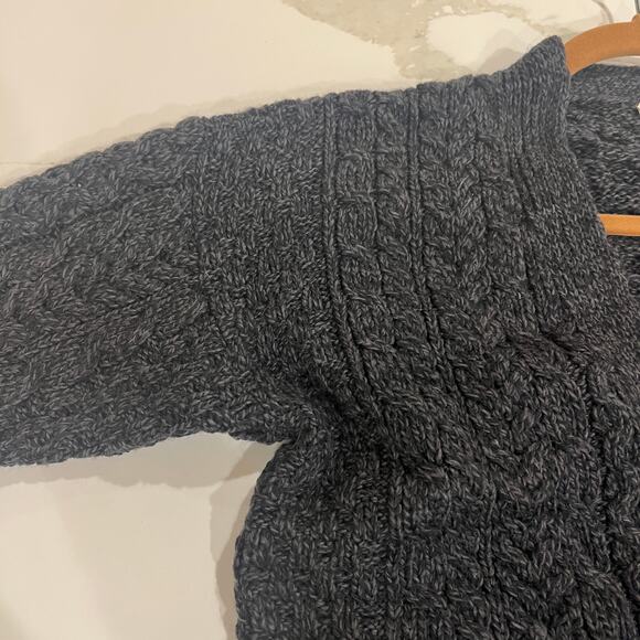 Celtic & Co 100% merino wool cable boyfriend cardigan small heathered navy blue - Picture 12 of 13